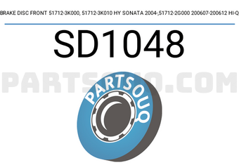 Hi-Q SD1048 BRAKE DISC FRONT 51712-3K000, 51712-3K010 HY SONATA 2004-,51712-2G000 200607-200612 HI-Q
