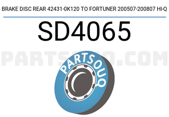 Hi-Q SD4065 BRAKE DISC REAR 42431-0K120 TO FORTUNER 200507-200807 HI-Q