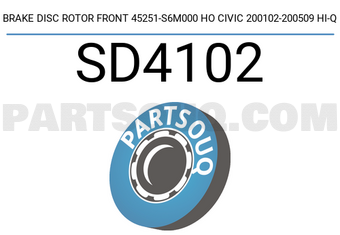 Hi-Q SD4102 BRAKE DISC ROTOR FRONT 45251-S6M000 HO CIVIC 200102-200509 HI-Q