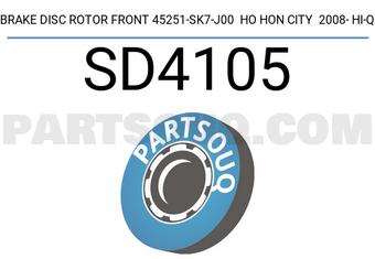 Hi-Q SD4105 BRAKE DISC ROTOR FRONT 45251-SK7-J00 HO HON CITY 2008- HI-Q