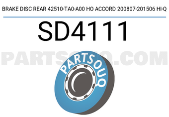 Hi-Q SD4111 BRAKE DISC REAR 42510-TA0-A00 HO ACCORD 200807-201506 HI-Q