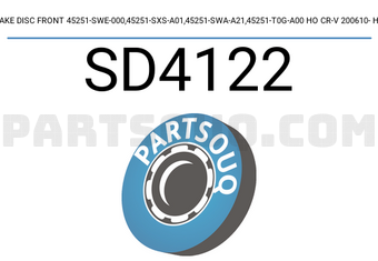 Hi-Q SD4122 BRAKE DISC FRONT 45251-SWE-000,45251-SXS-A01,45251-SWA-A21,45251-T0G-A00 HO CR-V 200610- HI-Q