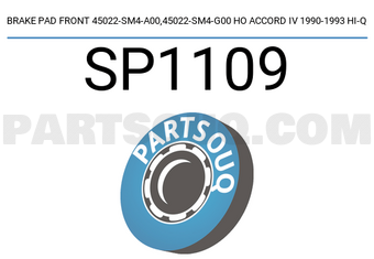 Hi-Q SP1109 BRAKE PAD FRONT 45022-SM4-A00,45022-SM4-G00 HO ACCORD IV 1990-1993 HI-Q