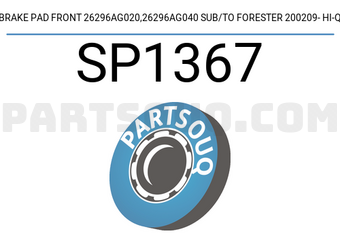 Hi-Q SP1367 BRAKE PAD FRONT 26296AG020,26296AG040 SUB/TO FORESTER 200209- HI-Q