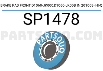 Hi-Q SP1478 BRAKE PAD FRONT D1060-JK000,D1060-JK00B IN 201008- HI-Q