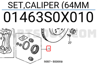 Honda 01463S0X010 SET,CALIPER (64MM