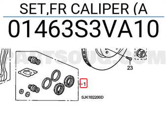 Honda 01463S3VA10 SET,FR CALIPER (A