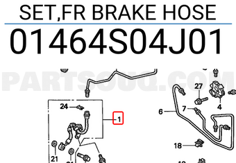 Honda 01464S04J01 SET,FR BRAKE HOSE