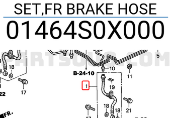 Honda 01464S0X000 SET,FR BRAKE HOSE