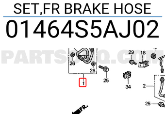 Honda 01464S5AJ02 SET,FR BRAKE HOSE