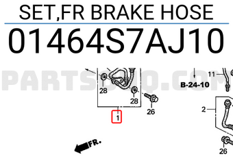 Honda 01464S7AJ10 SET,FR BRAKE HOSE