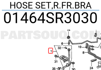 Honda 01464SR3030 HOSE SET,R.FR.BRA