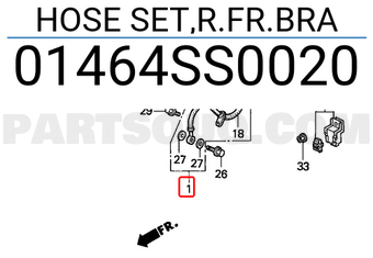 Honda 01464SS0020 HOSE SET,R.FR.BRA