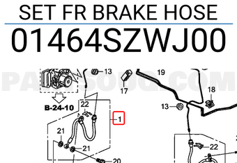 Honda 01464SZWJ00 SET FR BRAKE HOSE