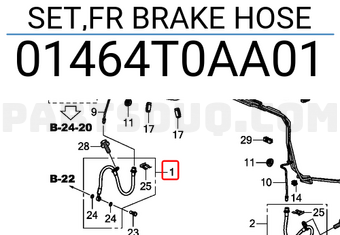 Honda 01464T0AA01 SET,FR BRAKE HOSE