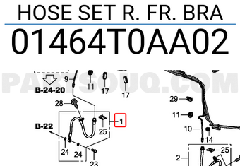 Honda 01464T0AA02 HOSE SET R. FR. BRA