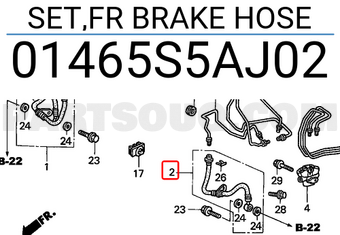 Honda 01465S5AJ02 SET,FR BRAKE HOSE