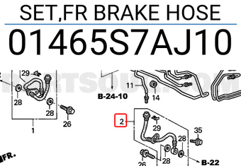 Honda 01465S7AJ10 SET,FR BRAKE HOSE