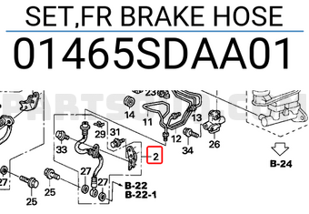 Honda 01465SDAA01 SET,FR BRAKE HOSE