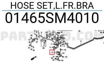 Honda 01465SM4010 HOSE SET,L.FR.BRA