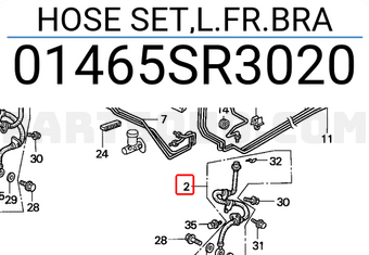 Honda 01465SR3020 HOSE SET,L.FR.BRA