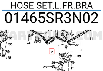 Honda 01465SR3N02 HOSE SET,L.FR.BRA