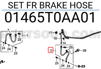 Honda 01465T0AA01 SET FR BRAKE HOSE