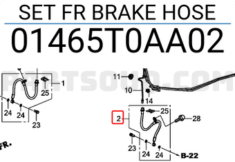 Honda 01465T0AA02 SET FR BRAKE HOSE