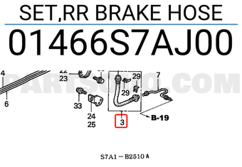 Honda 01466S7AJ00 SET,RR BRAKE HOSE