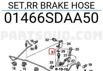 Honda 01466SDAA50 SET,RR BRAKE HOSE