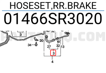 Honda 01466SR3020 HOSESET,RR.BRAKE