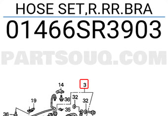 Honda 01466SR3903 HOSE SET,R.RR.BRA