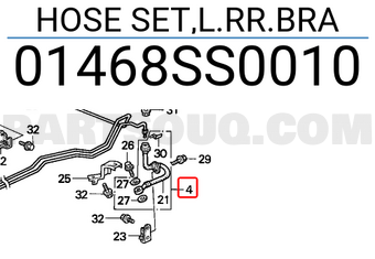 Honda 01468SS0010 HOSE SET,L.RR.BRA