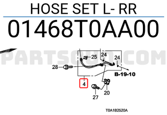 Honda 01468T0AA00 HOSE SET L- RR