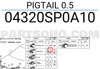 Honda 04320SP0A10 PIGTAIL 0.5