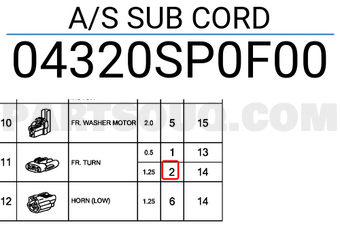 Honda 04320SP0F00 A/S SUB CORD