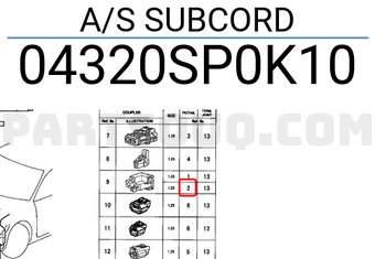 Honda 04320SP0K10 A/S SUBCORD