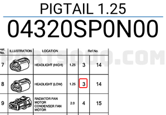 Honda 04320SP0N00 PIGTAIL 1.25