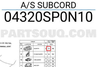 Honda 04320SP0N10 A/S SUBCORD
