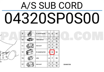 Honda 04320SP0S00 A/S SUB CORD