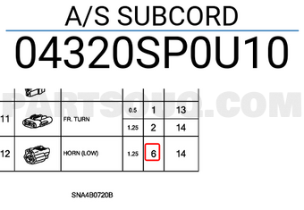 Honda 04320SP0U10 A/S SUBCORD