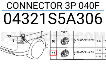 Honda 04321S5A306 CONNECTOR 3P 040F
