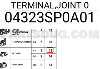 Honda 04323SP0A01 TERMINAL,JOINT 0