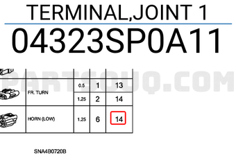 Honda 04323SP0A11 TERMINAL,JOINT 1