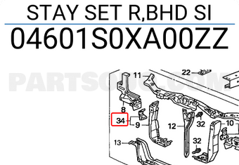 Honda 04601S0XA00ZZ STAY SET R,BHD SI