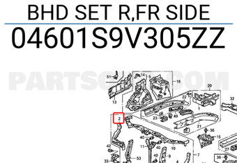 Honda 04601S9V305ZZ BHD SET R,FR SIDE