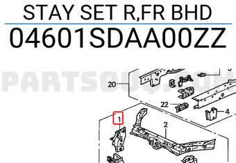 Honda 04601SDAA00ZZ STAY SET R,FR BHD