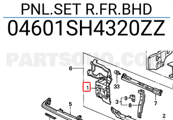 Honda 04601SH4320ZZ PNL.SET R.FR.BHD