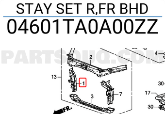 Honda 04601TA0A00ZZ STAY SET R,FR BHD