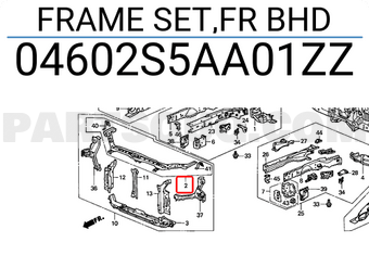 Honda 04602S5AA01ZZ FRAME SET,FR BHD